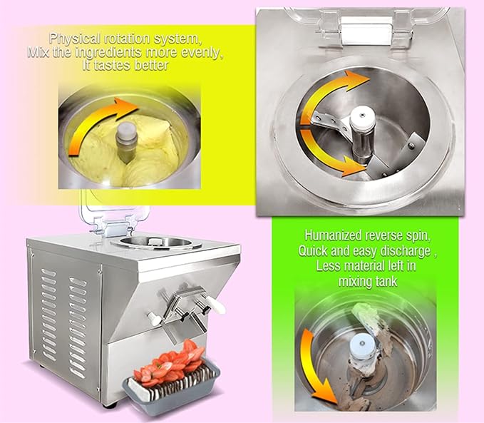 Commercial Countertop Hard Ice Cream Machine, 5.8L Cylinder Gelato Ice Cream Maker with LED Touch Control Screen Panel, Frozen Yogurt Creami Desser Maker Batch Freezer, Outlet: 20L/hour