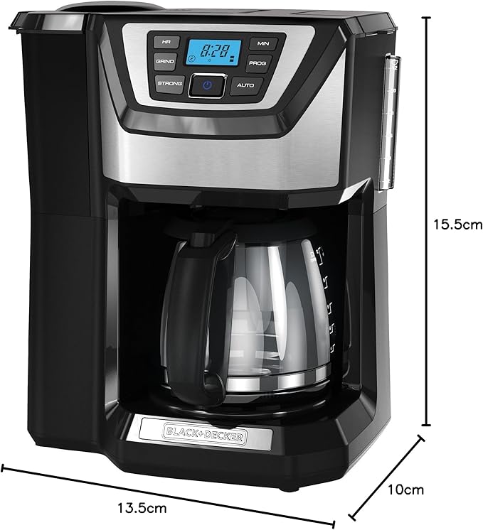Black and Decker BLACK+DECKER 12-Cup Mill and Brew Coffeemaker, Black, CM5000B