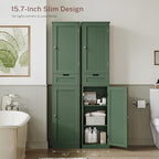Tall Bathroom Cabinet with 2 Doors & 1 Drawer, Narrow Bathroom Storage Cabinet with Adjustable Shelves, for Living Room, Entryway, Kitchen, Forest Green
