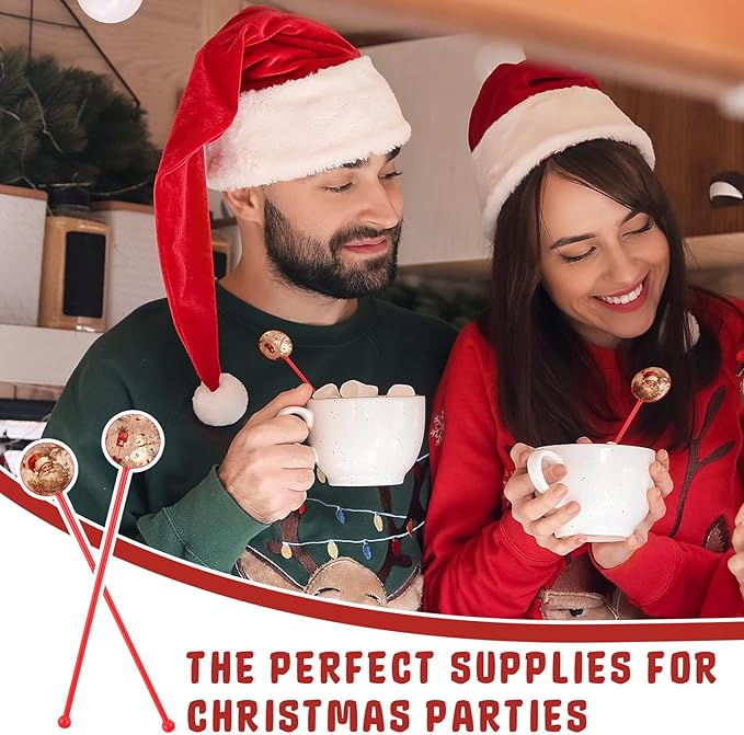 Meanplan 60pcs Christmas Swizzle Sticks Christmas Cocktail Stirrers Plastic Stir Sticks Xmas Santa Claus Snowman Decorations for Birthday Party Coffee Shop Supplies Favors Gifts(Vintage)