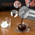 Small Stainless Steel French Press Coffee Maker 21oz(3 Cups), Double Wall Insulated for Hot& Cold Brew, Compact Coffee& Tea Press for Camping, Office, Travel with 3 Ultra-Fine Filters & Spoon- Silver