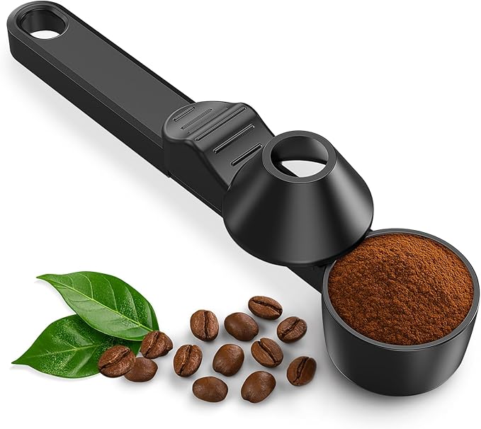 Coffee Scoop & Funnel for Reusable K Cup Refillable Coffee Pods,Mess-Free Measuring Spoon 2 TBSP Capacity for Ground Coffee, Protein Powder & Tea, Funnel Design without Spilling(1, Black)