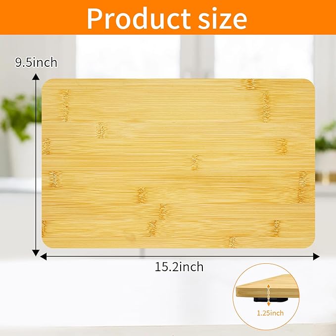 Bamboo Cutting Board, 15.2"L x 9.5"W Toaster Oven Accessories With Heat-Resistant Non-Skid Silicone Feet for Breville BOV450XL Mini Smart Toaster Oven Countertop Convection Oven,Natural Bamboo
