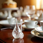 Crystal Coffee Spoon Vintage Floral Carved Long Handle Ice Cream Tea Spoon,Silver Diamond RHinestone