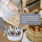 Seasoning Box with Lid and Spoon, 4 Compartment Spice Pots with Handle for Household kitchen for Salt Sugar Pepper Powder, Leakproof, Easy to Clean