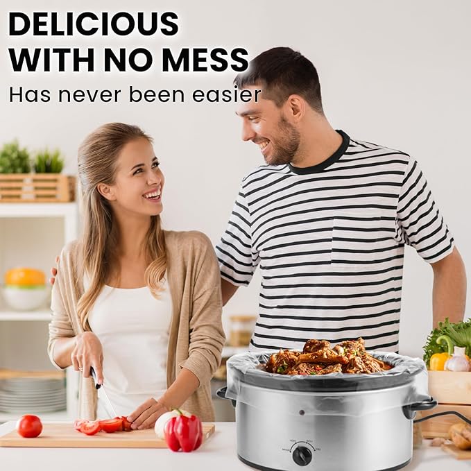 20 Count Slow Cooker Liners, 14"x22", Fits 3-8 Quarts, Disposable Pot Liners Compatible with Crockpot, Oval Large Size, BPA-Free Cooking Bags, Kitchen Accessories, Cook with Ease