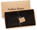 Solino Home Black Linen Tablecloth 60 x 132 Inch - Classic Hemstitch, 100% Pure Linen Rectangular Tablecloth - Machine Washable Table Cloth for Summer, Halloween