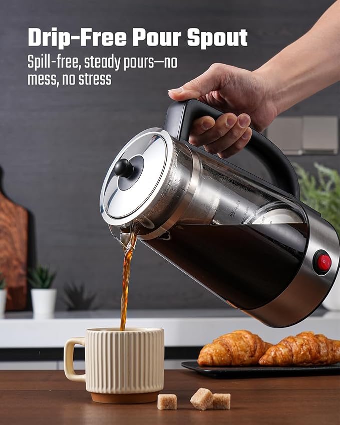 Percolator Coffee Pot Electric 10 Cup, Automatic Keep Warm, Stainless Steel Basket, Cool-Touch Handle