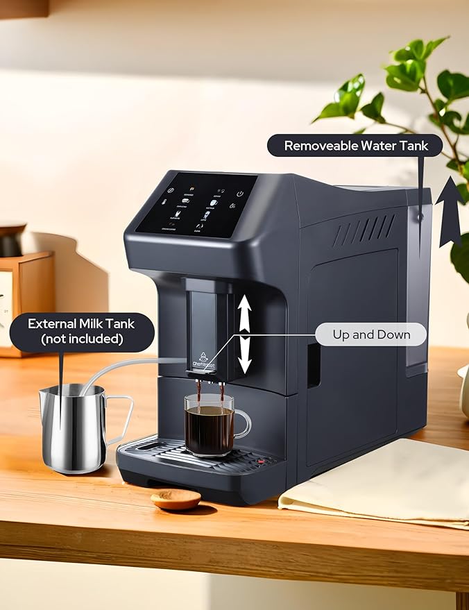 Fully Automatic Coffee Maker with Built-in 3-Level Grinder Expresso/ Cappuccino/Latte/Americano Coffee Machines with Self-Cleaning Function 12 Cup Coffee Machine for Home/Office (Coffee Maker-Black)
