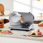 Meat Slicer, Techwood 150W Electric Slicer for Home Use with 2 Removable 7.5" Stainless Steel Blade, Deli Cheese Fruit Vegetable Bread Cutter with Adjustable Thickness, Easy to Clean, Silver
