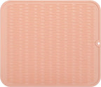 Silicone Dish Drying Mat for Multiple Usage,Easy clean,Eco-friendly,Heat-resistant Silicone Mat for Kitchen Counter or Sink,Refrigerator or Drawer Liner Pink XL 18 inches x 16 inches