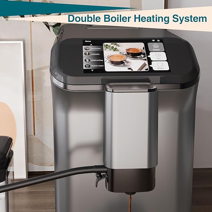 GarveeLife Espresso Machine with Built-in Grinder, 20Bar Pressure & Automatic Milk Frother, One-Touch Operation for Lattes and Cappuccinos, Compact Design for Home or Office Use