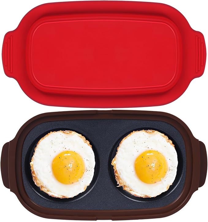 Microwave Egg Cooker, Portable Poacher/Fryer Egg, Egg Cooker for Breakfast Sandwiches Maker for 2 Eggs, for Kitchen, Travel, Gifts Dishwasher-Safe (red)