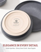 famiware Milkyway 33 oz Bowl Set, Pasta Bowls Set of 6, Salad Bowls Perfect for Your Friend for Housewarming, Thanksgiving, Christmas, Matte Dark Charcoal