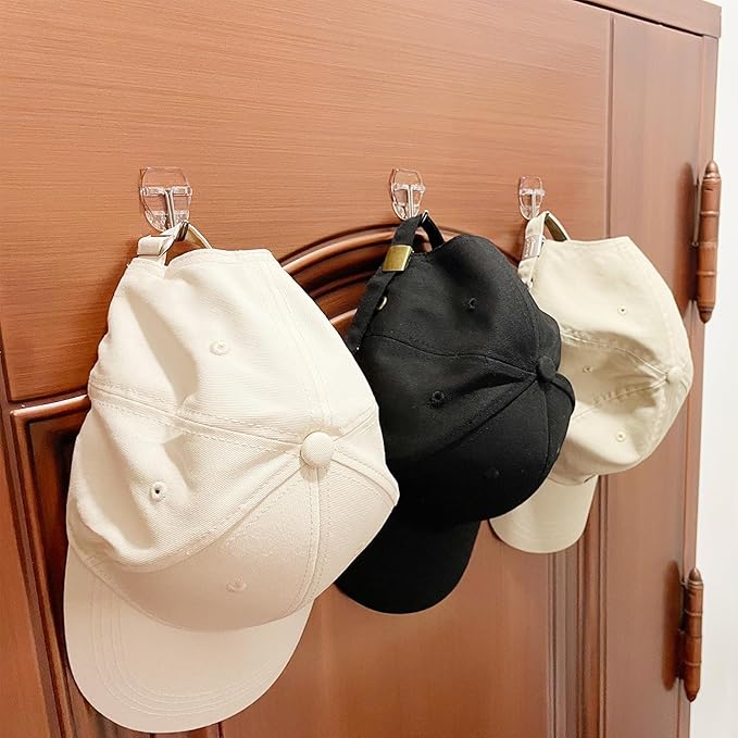 25 Small Wall Hooks for Hanging, with 30 Removable Strips, Clear Hanger Hooks, Damage-Free Utility Hooks with Adhesive Strips, Wire Toggle Wall Hook for Key, Hat, Decor, Door, Clear, Value Pack