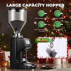 Commercial Coffee Grinder Electric Flat Burr Coffee Bean Grinder with 19 Settings Touch Screen Espresso Machine with Large 35oz Hopper, Black
