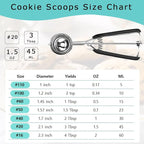 Large Cookie Scoop, Cookie Dough Scoop, 3 Tablespoons/ 45 ml/ 1.5 oz, Spring-Loaded Ice Cream Scoop, 18/8 Stainless Steel, Comfortable Grip