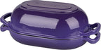 Enameled Cast Iron Sourdough Bread Oven, Dutch Oven, Loaf Cast Iron Bread Pan for Homemade Bread Baking, Meatloaf Pan with Lid, 5QT, Purple