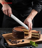 Serrated Bread Knife, KEEMAKE10 inch Ultra Sharp Serrated Bread Slicer for Homemade Bread Cake Bagels Cutting Less Crumbs - High Carbon Stainless Steel Cake Slicer with Ergonomic Wood Handle, Gift Box