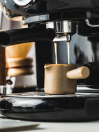 Espresso Measuring Cup, Ceramic Espresso Cup with Handle, Expresso Shots Cups Double Spouts Milk Cup, Espresso Accessories, 3 Oz/ 90 Ml, Brown