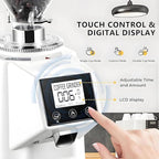 Electric Coffee Grinder, Low Noise Flat Burr Grinder Coffee 19 Settings & Digital Timer Display,Commercial Espresso Coffee Grinders,with 500/1500ML Large Capacity 1500ml-Black