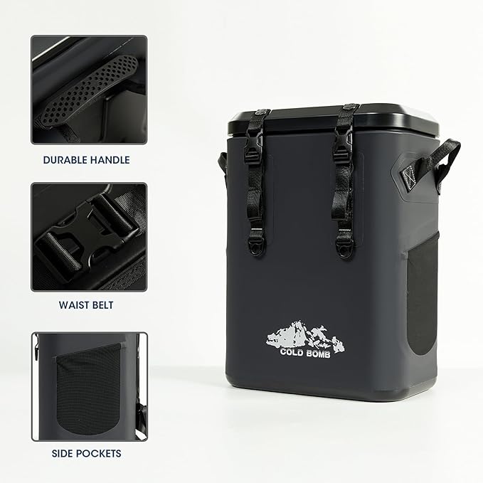 Magnetic Backpack Cooler Bag, Cold Retention Soft Coolers 30 Can Insulated Soft Sided Cooler with Waterproof Bag