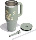 Hydro Flask 40 Oz Travel Tumbler with Handle, Lid and Straw - Insulated Stainless Steel in Botanical Bliss Agave