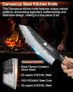 XINZUO 7.6 Inch Sharp Damascus Santoku Knife,Professional 67 Layers Damascus Steel Kitchen Meat Knife for Home and Kitchen,10Cr15CoMoV Steel Core,With White Oak + Red G10 Gasket Handle