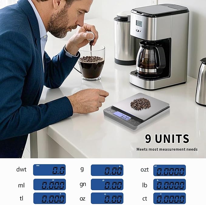 Small Gram Scale, Digital Kitchen Food Scale for Food Ounces and Grams, 500g by 0.01g Accurate, MEIYA Multifunction Digital Scale for Jewelry/Baking etc. 9 Units, Tare Function, 2 Trays, with Battery