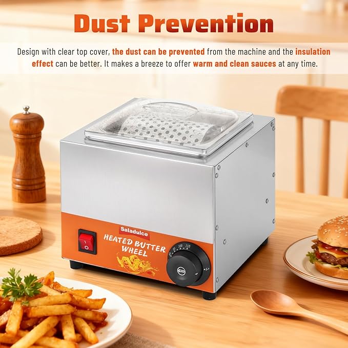 Heated Butter Spreader Stainless Steel Butter Wheel Butter Warmer Roller Bread Butter Spreader Wheel for Breakfast Picnics Barbecue Grill Camping 68-230℉ 110V