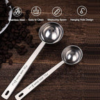 Coffee Scoop, Stainless Steel Coffee Spoons Set, 1 tablespoon (15ml) and 1 tablespoons (30ml) Measuring Spoon, Tablespoon Measure Spoon for Coffee, Milk Powder, Fruit Powder, 2 Pack(Long)