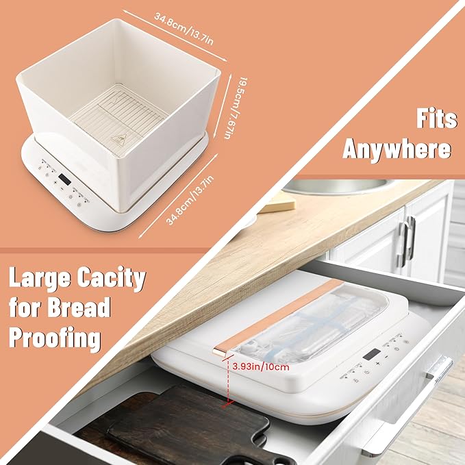 Folding Proofer Bread Proofing Box with 0-120℉ Temp Control & 1–9H Timer Slow Cooker Bread Pizza Dough Proofing Box Sourdough Starter Warmer Kit for Home Bread & Pizza Cooking