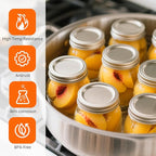 Aliggbent 120Pcs Regular Mouth Mason Jar Canning Lids and 120Pcs Bands Split-Type Jar Lids Canning Flats for Jars (Canning Jar Lids and Rings/70MM)