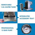 Kenmore Espresso Machine – Automatic Coffee Maker with Manual Tamper, Auto Cleaning, Milk Steamer & Frother, Bean Grinder, Brew Professional Barista Style Cappuccino, Café Latte