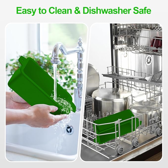 2 PCS Silicone Grease Cup Liners for Blackstone 36 28 22 17 Inch Griddle,Reusable Grease Catcher Cup Liner Grill Grease Tray,Durable Drip Pans Blackstone Griddle Accessories,Green