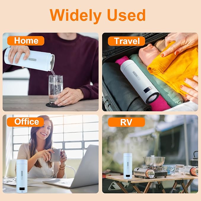 Travel Kettle,Portable Electric Kettle with Temperature Control, Brews Two Cups of Coffee, 316 Stainless Steel Inner Tank, Elegant Blue