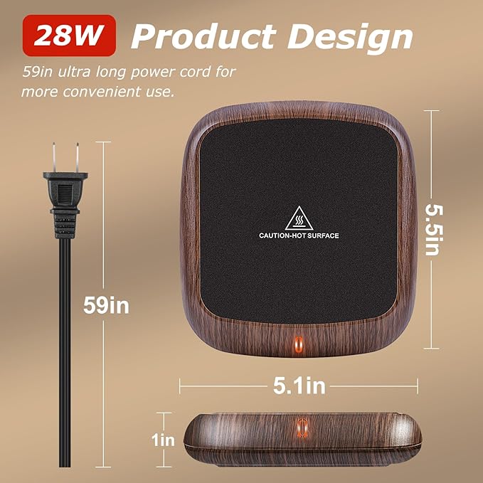 PUSEE Large Candle Warmer Plate with 6H Auto Shut Off, Coffee Mug Warmer with 3 Temp Settings,Wax Candle Warmer Safely Releases Scents Without a Flame,Tea Cup Warmer for Desk in Your Home & Office