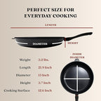 Alva Energy 12.6″ Non‑Toxic Ceramic Frying Pan – PFAS/PTFE‑Free, Induction‑Safe Recycled Aluminum – Fast, Even Heat with Stay‑Cool Handle, Lightweight for Everyday Cooking