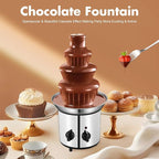 4 Tier Electric Chocolate Fondue Fountain Machine, Chocolate Fountain Electric Melting Machine with Anti-Slip Support Feet for Chocolate Candy Ranch Sauce Cheese Sauce Barbecue Sauce