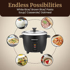 Elite Gourmet ERC006SS 6-Cup Electric Rice Cooker with 304 Surgical Grade Stainless Steel Inner Pot, Makes Soups, Stews, Porridges, Grains and Cereals, 6 cup (3 cups uncooked), Black