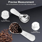 2Pcs Coffee Scoops, Premium 18/8 Stainless Steel Coffee Spoons, Set of 2 Short Handled (1 Tablespoon & 2 Tablespoon) Coffee Measuring Spoon for Ground Coffee, Tea and Powder by ES NATAURA
