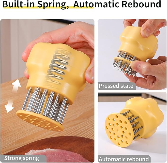 Meat Tenderizer Tool Stainless Steel Thickened Sharp Needle Makes Steak & Chicken Tender Easily, Heavy Duty Kitchen Cooking Gadget for Tenderizing Beef, Pork, Veal