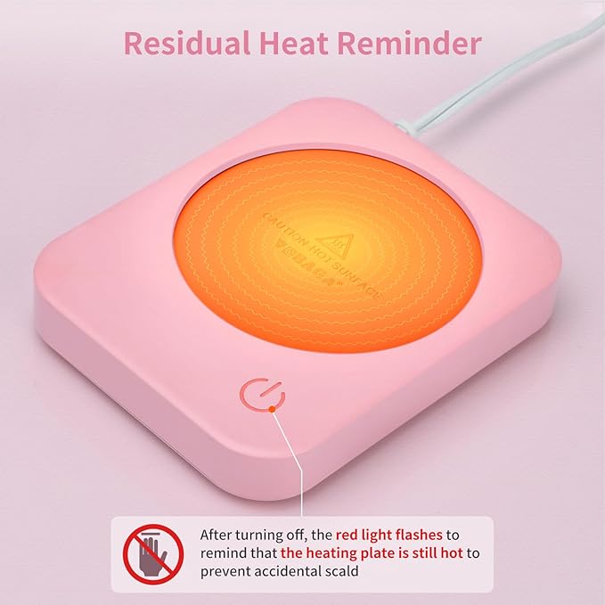 VOBAGA Mug Warmer & Coffee Mug Warmer with 4 Hours Auto Shut-Off, Coffee Warmer Plate for Office Home Desk Use with 3 Temperature Settings, Cup Warmer for Cocoa, Tea, Milk, Water, Coffee Gifts(No Cup)