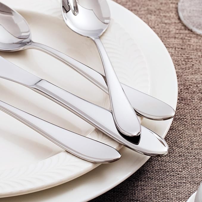 KINGSTONE 30-Piece Silverware Set for 6,18/10 Premium Stainless Steel Flatware Set, for Home, Restaurant, Wedding and Party Use,Mirror-Polished Cutlery Set, Dishwasher Safe.