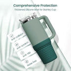Silicone Boot for Stanley, Cup Bottom Protector Sleeve Accessories for Stanley Quencher H2.0 FlowState Tumbler 20oz/30oz/Stanley Adventure Quencher Tumbler 24oz (Dark Green)