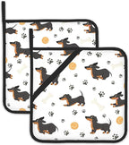 Funny Dachshund Pot Holders Set of 2 Heat Resistant Potholders,Fire Oven Hot Pads for Kitchen Cooking Baking Barbecue