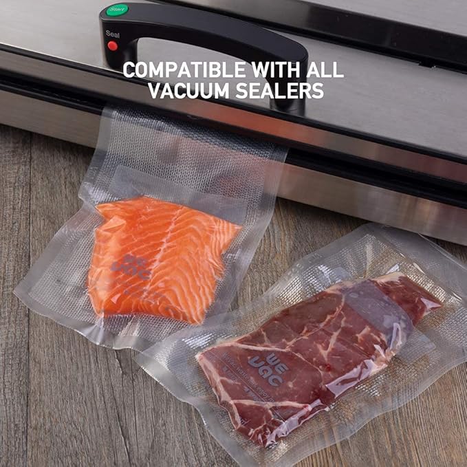 Wevac 6''x10'' & 8''x12'' 300 Count Food Vacuum Sealer Bags Keeper, PreCut Quart, Ideal for Food Saver, BPA Free, Commercial Grade, Great for storage, meal prep and Sous Vide