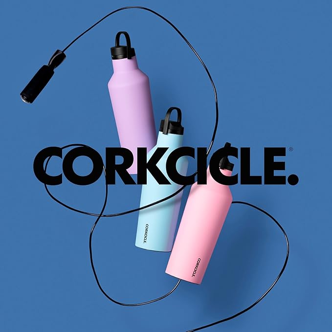 Corkcicle Sport Canteen - Keeps Drinks Cold 25 Hours - Stainless Steel Water Bottle - Triple-Insulated - Spill-Proof - Summer Drinkware Gift - Keeps Drinks Ice Cold - 20 oz - Capri Blue
