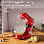 DOBBOR Electric Stand mixer, 9.5QT 660W 7 Speeds Tilt-Head Dough Mixers, Bread Mixer with Dough Hook, Whisk, Beater, Splash Guard for Baking Bread, Cake, Cookie, Pizza, Muffin, Salad and More - Red