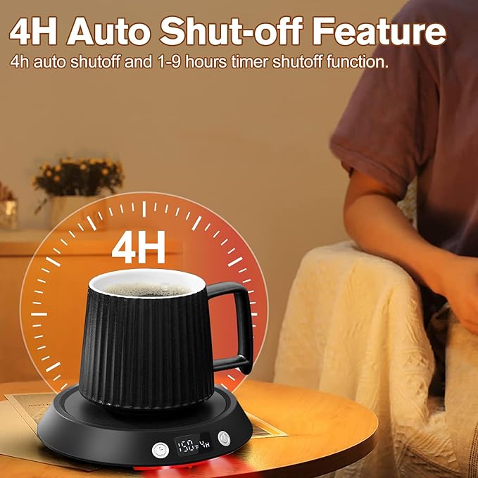 Coffee Mug Warmer - 55W Electric Coffee Warmer for Desk 3 Temp Settings & 2-9 Timer Smart Cup Warmer for Desk Candle Warmer Plate with LED Lights Beverage Tea Milk Warmer for Home & Office